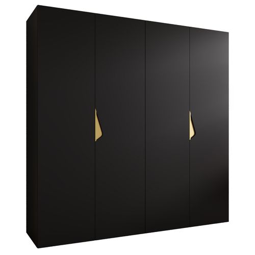 Armoire à Portes Battantes Sandi 1 200 / 202 / 52 (noir + Poignées: Doré)