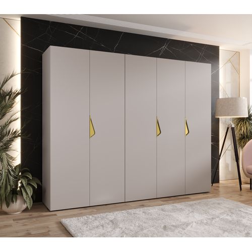 Armoire à Portes Battantes Sandi 1 250 / 202 / 52 (cachemire + Poignées: Doré)