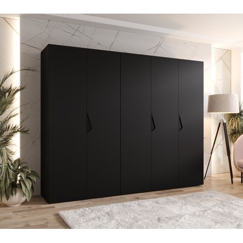 Armoire à Portes Battantes Sandi 1 250 / 202 / 52 (noir + Poignées: Noir)