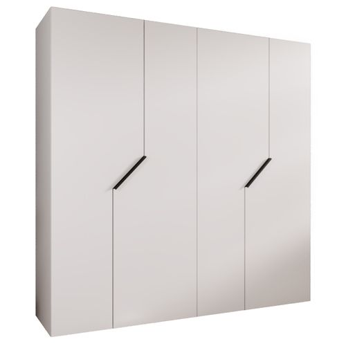 Armoire à Portes Battantes Andrew 1 200 / 202 / 52 (blanc + Poignées: Noir)