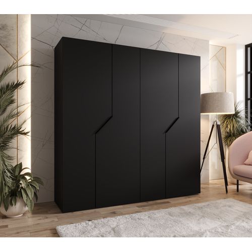 Armoire à Portes Battantes Andrew 1 200 / 202 / 52 (noir + Poignées: Noir)