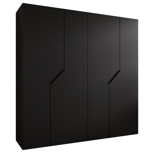 Armoire à Portes Battantes Andrew 1 200 / 202 / 52 (noir + Poignées: Noir)