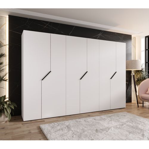 Armoire à Portes Battantes Andrew 1 300 / 202 / 52 (blanc + Poignées: Noir)