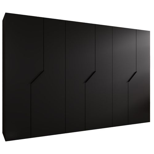 Armoire à Portes Battantes Andrew 1 300 / 202 / 52 (noir + Poignées: Noir)