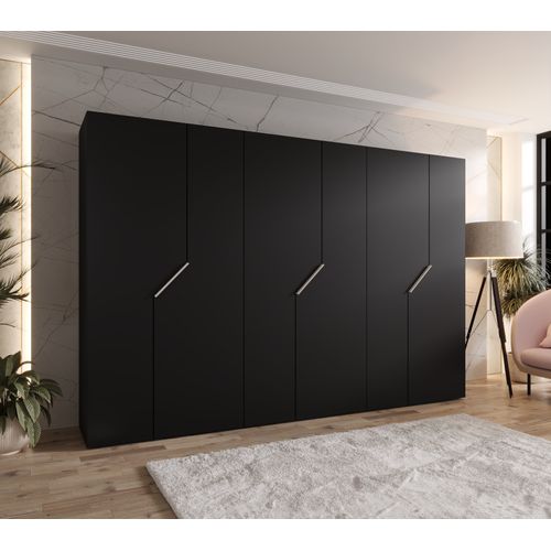 Armoire à Portes Battantes Andrew 1 300 / 202 / 52 (noir + Poignées: Cachemire)