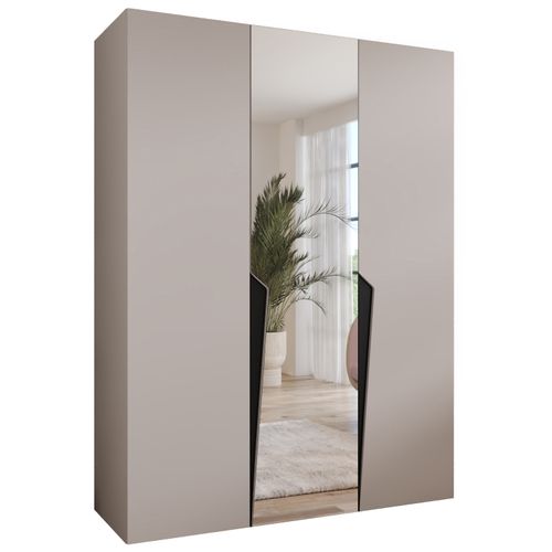 Armoire à Portes Battantes Piano 2 150 / 202 / 52 (cachemire + Poignées: Noir)