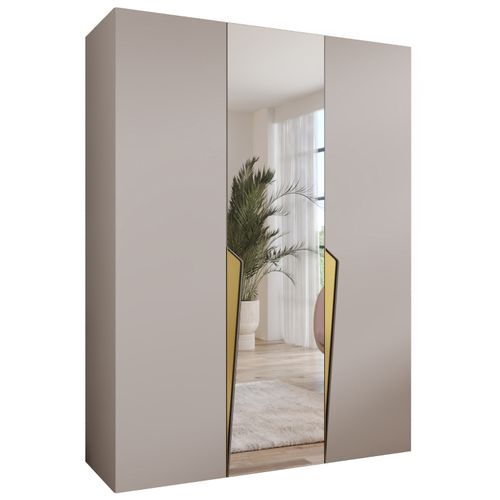 Armoire à Portes Battantes Piano 2 150 / 202 / 52 (cachemire + Poignées: Doré)