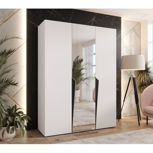 Armoire à Portes Battantes Piano 2 150 / 202 / 52 (blanc + Poignées: Noir)