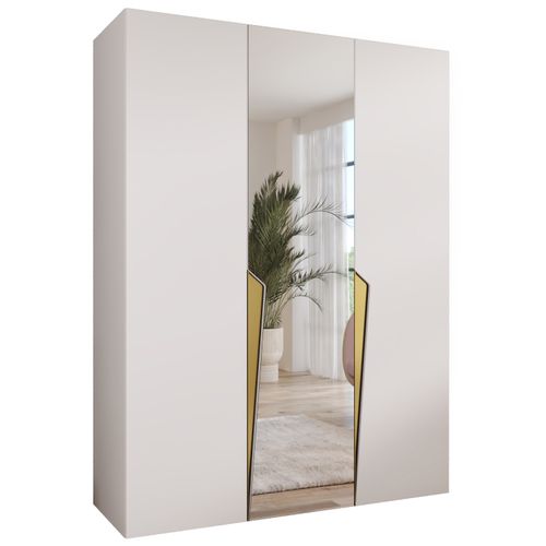 Armoire à Portes Battantes Piano 2 150 / 202 / 52 (blanc + Poignées: Doré)