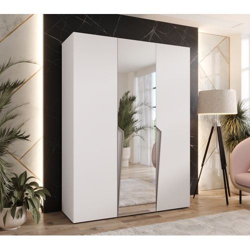 Armoire à Portes Battantes Piano 2 150 / 202 / 52 (blanc + Poignées: Cachemire)