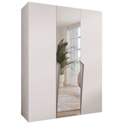 Armoire à Portes Battantes Piano 2 150 / 202 / 52 (blanc + Poignées: Cachemire)