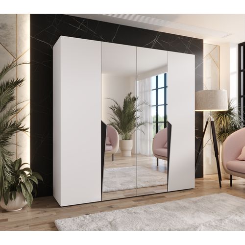 Armoire à Portes Battantes Piano 2 200 / 202 / 52 (blanc + Poignées: Noir)