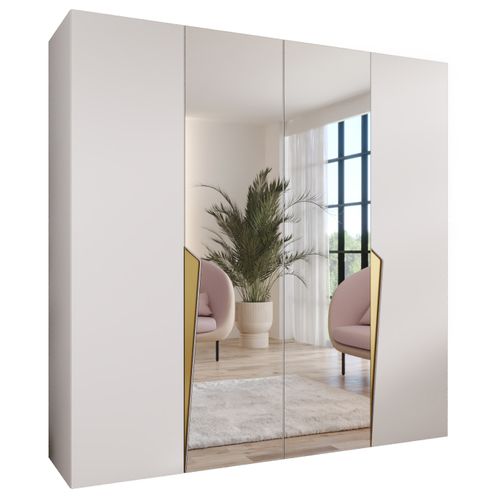 Armoire à Portes Battantes Piano 2 200 / 202 / 52 (blanc + Poignées: Doré)