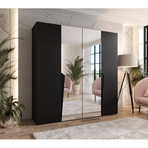 Armoire à Portes Battantes Piano 2 200 / 202 / 52 (noir + Poignées: Noir)