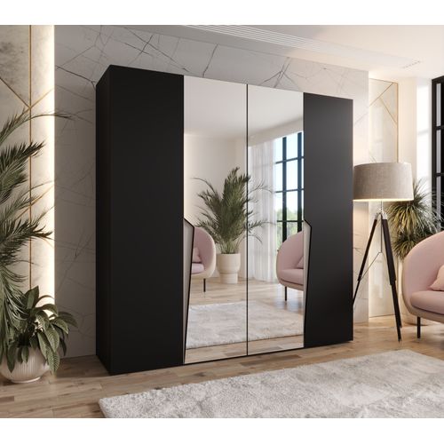 Armoire à Portes Battantes Piano 2 200 / 202 / 52 (noir + Poignées: Cachemire)