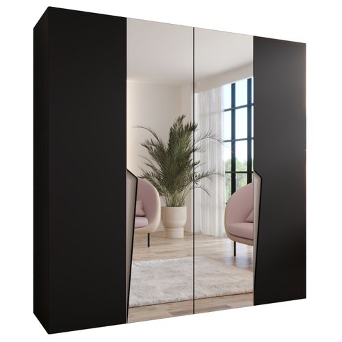 Armoire à Portes Battantes Piano 2 200 / 202 / 52 (noir + Poignées: Cachemire)