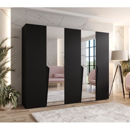 Armoire à Portes Battantes Piano 2 250 / 202 / 52 (noir + Poignées: Noir)