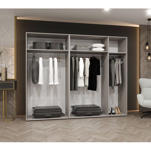 Armoire à Portes Battantes Piano 2 250 / 202 / 52 (noir + Poignées: Noir)