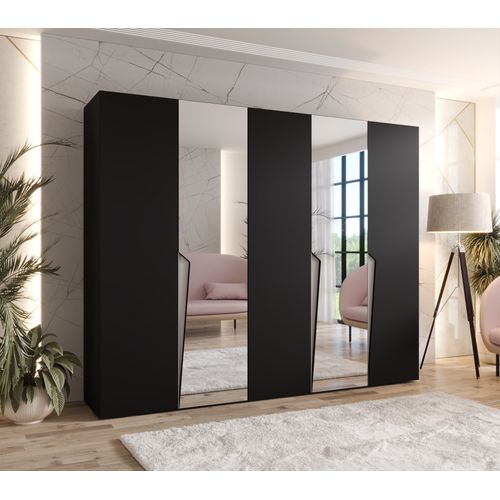 Armoire à Portes Battantes Piano 2 250 / 202 / 52 (noir + Poignées: Cachemire)