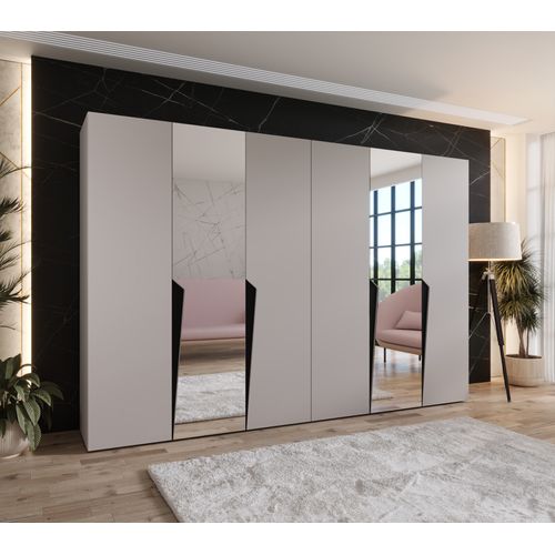 Armoire à Portes Battantes Piano 2 300 (150x2) / 202 / 52 (cachemire + Poignées: Noir)