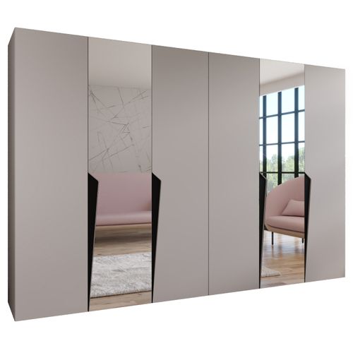 Armoire à Portes Battantes Piano 2 300 (150x2) / 202 / 52 (cachemire + Poignées: Noir)