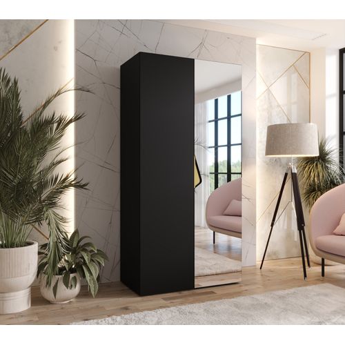 Armoire à Portes Battantes Sandi 2 100 / 202 / 52 (noir + Poignées: Or)