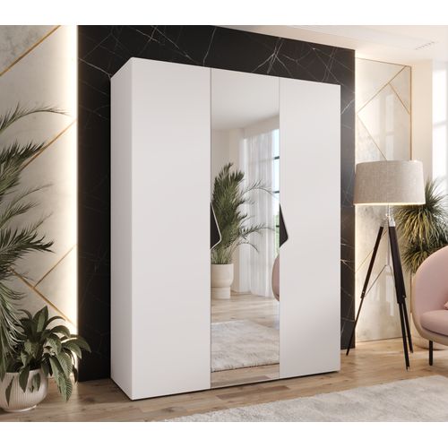 Armoire à Portes Battantes Sandi 2 150 / 202 / 52 (blanc + Poignées: Noir)