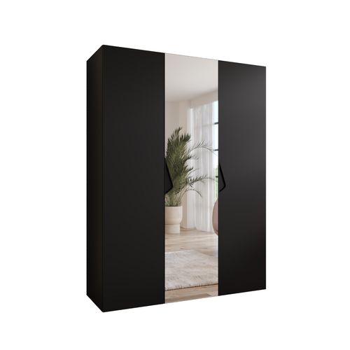 Armoire à Portes Battantes Sandi 2 150 / 202 / 52 (noir + Poignées: Noir)
