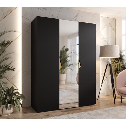 Armoire à Portes Battantes Sandi 2 150 / 202 / 52 (noir + Poignées: Or)