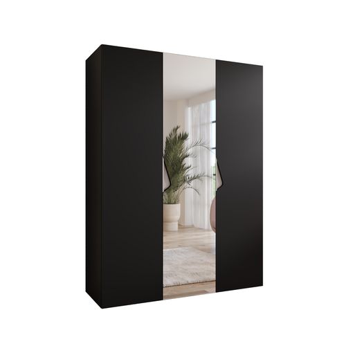 Armoire à Portes Battantes Sandi 2 150 / 202 / 52 (noir + Poignées: Cachemire)