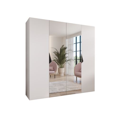 Armoire à Portes Battantes Sandi 2 200 / 202 / 52 (blanc + Poignées: Noir)