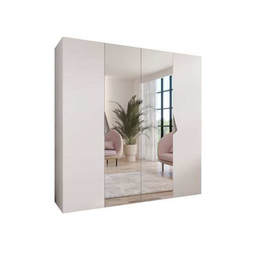 Armoire à Portes Battantes Sandi 2 200 / 202 / 52 (blanc + Poignées: Cachemire)