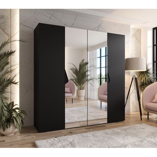 Armoire à Portes Battantes Sandi 2 200 / 202 / 52 (noir + Poignées: Noir)