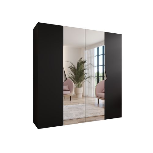 Armoire à Portes Battantes Sandi 2 200 / 202 / 52 (noir + Poignées: Cachemire)