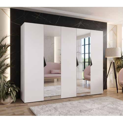 Armoire à Portes Battantes Sandi 2 250 / 202 / 52 (blanc + Poignées: Noir)