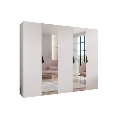 Armoire à Portes Battantes Sandi 2 250 / 202 / 52 (blanc + Poignées: Noir)