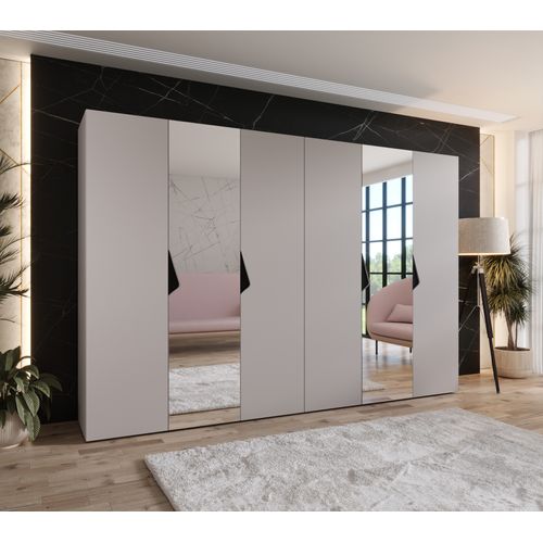 Armoire à Portes Battantes Sandi 2 300 (150x2) / 202 / 52 (cachemire + Poignées: Noir)