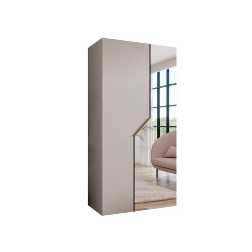 Armoire à Portes Battantes Andrew 2 100 / 202 / 52 (cachemire + Poignées: Or)