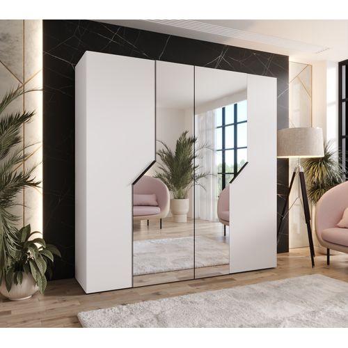 Armoire à Portes Battantes Andrew 2 200 / 202 / 52 (blanc + Poignées: Noir)