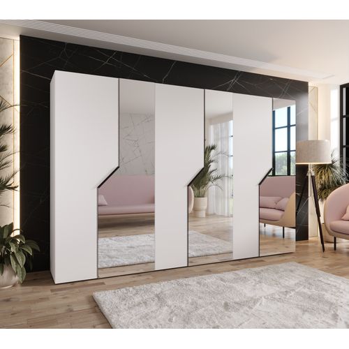 Armoire à Portes Battantes Andrew 2 300 / 202 / 52 (blanc + Poignées: Noir)