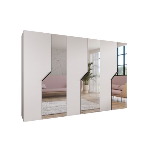 Armoire à Portes Battantes Andrew 2 300 / 202 / 52 (blanc + Poignées: Noir)