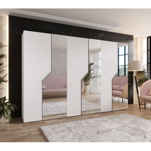 Armoire à Portes Battantes Andrew 2 300 / 202 / 52 (blanc + Poignées: Cachemire)