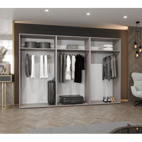 Armoire à Portes Battantes Andrew 2 300 / 202 / 52 (blanc + Poignées: Cachemire)