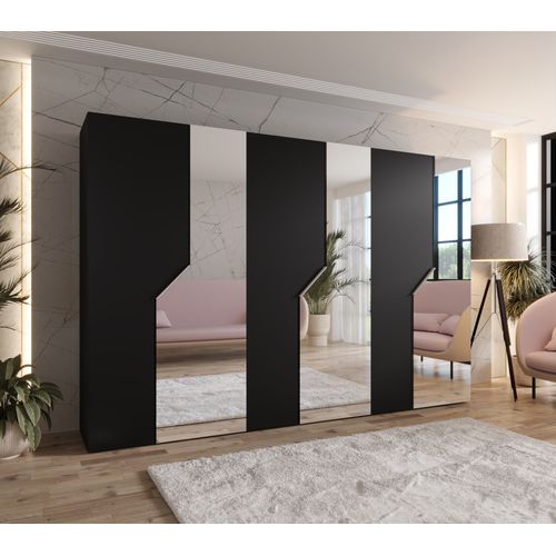 Armoire à Portes Battantes Andrew 2 300 / 202 / 52 (noir + Poignées: Cachemire)