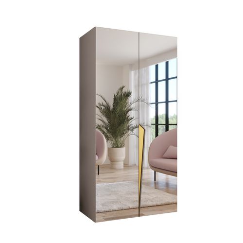 Armoire à Portes Battantes Piano 3 100 / 202 / 52 (cachemire + Poignées: Doré)