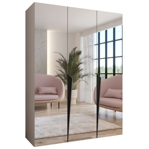 Armoire à Portes Battantes Piano 3 150 / 202 / 52 (cachemire + Poignées: Noir)