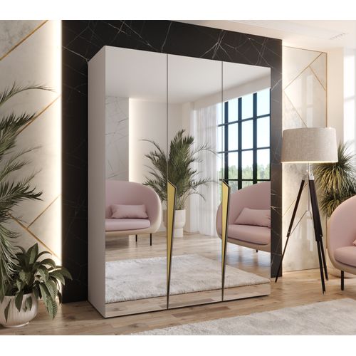 Armoire à Portes Battantes Piano 3 150 / 202 / 52 (cachemire + Poignées: Doré)