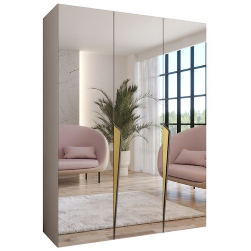 Armoire à Portes Battantes Piano 3 150 / 202 / 52 (cachemire + Poignées: Doré)