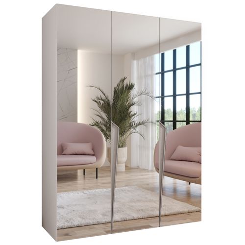 Armoire à Portes Battantes Piano 3 150 / 202 / 52 (blanc + Poignées: Cachemire)