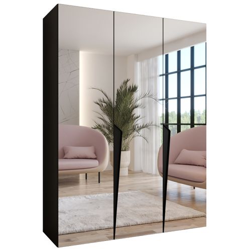 Armoire à Portes Battantes Piano 3 150 / 202 / 52 (noir + Poignées: Noir)